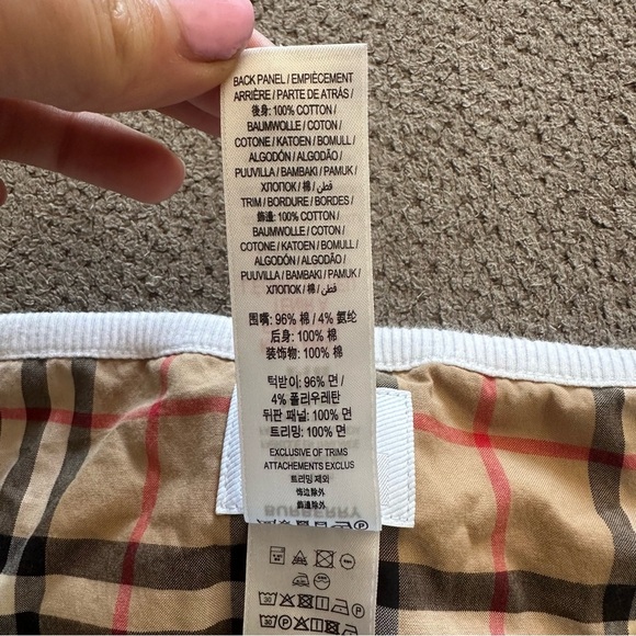 Burberry Kids Checkered Bib with White Trim - Picture 5 of 6